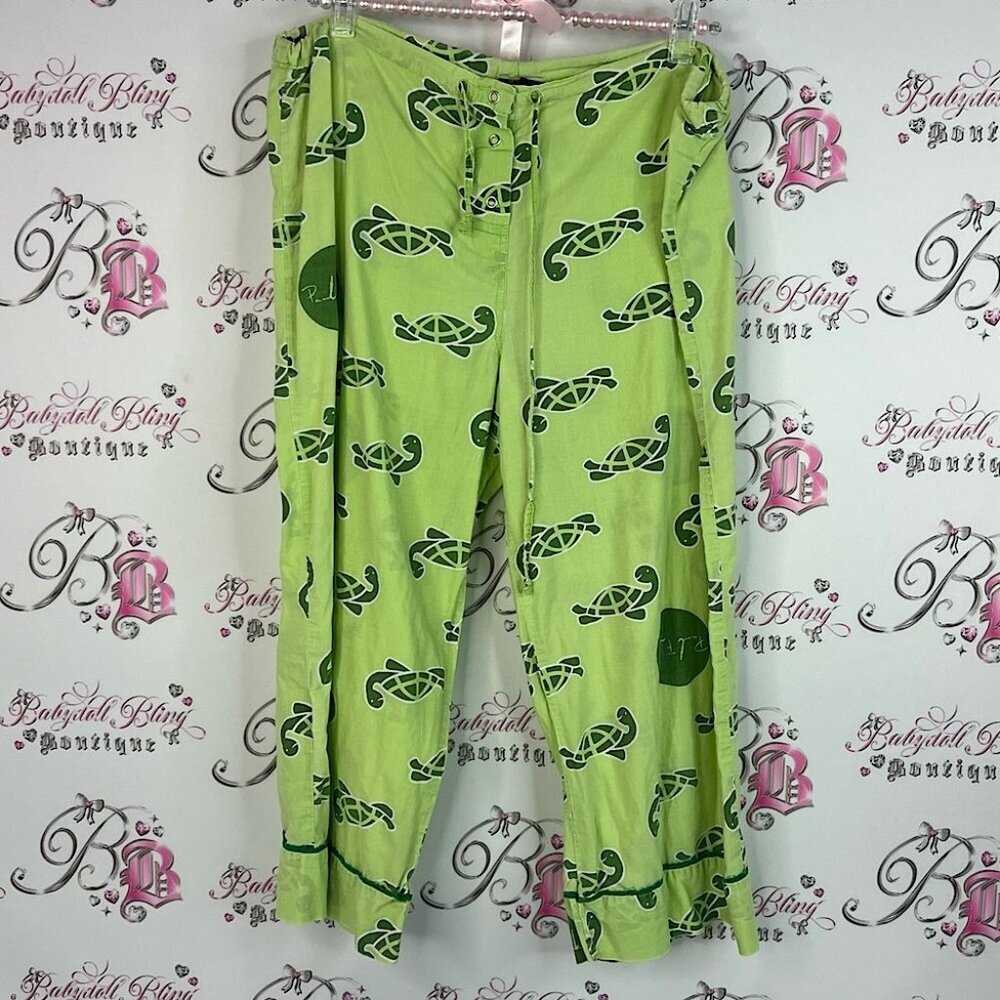Paul Frank capri pants turtles 🐢 Lime Green Pajama Pants turtle 🐢 Design